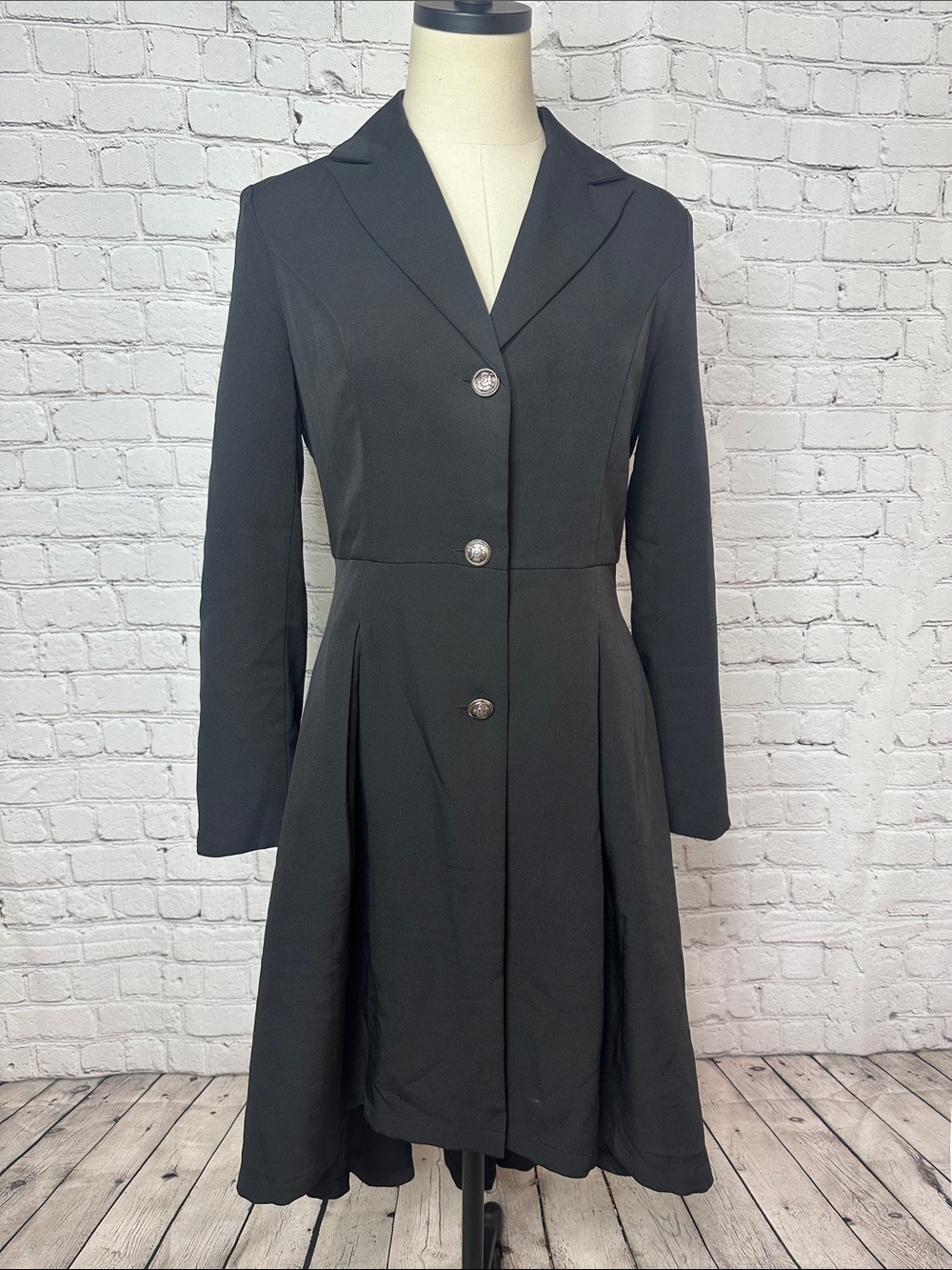 Scarlet Darkness Asymmetrical Black Gothic Coat Dress Long Line Blazer s small